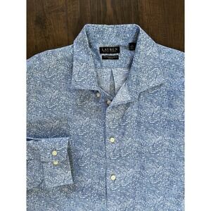 Ralph Lauren Black Label Performance Shirt Mens 2XL T Blue Paisley‎ Long Sleeve